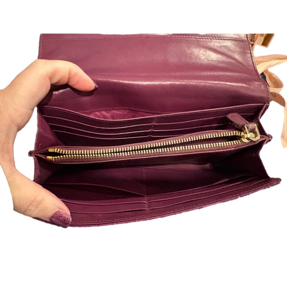 Miu Miu Croc Embossed Leather Long Wallet Purple Italy - Picture 4 of 16
